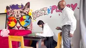 I was shocked when my teacher put his dick in my face and then fucked me on the table