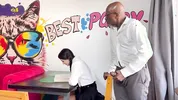 I was shocked when my teacher put his dick in my face and then fucked me on the table