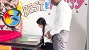 I was shocked when my teacher put his dick in my face and then fucked me on the table