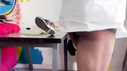 I was shocked when my teacher put his dick in my face and then fucked me on the table