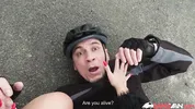 BangVan - Busty Bang Van Driver Jennifer Mendez Gives First Aid to a Horny Cyclist