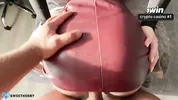 A girl in a leather skirt seduced me. I had to fuck her ass right on the couch.