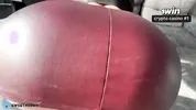 A girl in a leather skirt seduced me. I had to fuck her ass right on the couch.