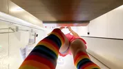 Raver girl comes from EDM Music Festival to change her slutty outfit by taking it off to flash hairy pussy and naked ass