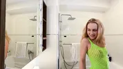 Raver girl comes from EDM Music Festival to change her slutty outfit by taking it off to flash hairy pussy and naked ass