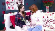 Young Redhead and older MILF lesbian scissoring Valentines day - Lesbea
