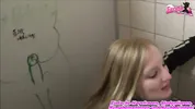 Horny German blonde gets fucked by a stranger in a public toilet