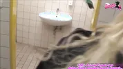 Horny German blonde gets fucked by a stranger in a public toilet