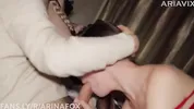 Threesome at a private party with my shy American girlfriend | EATS CUM FROM BIG TITS
