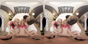Experience the ultimate victory celebration as star quarterback treats Blake Blossom, Delilah Day, and Jazlyn Ray to his big cock