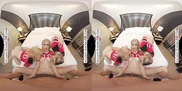 Experience the ultimate victory celebration as star quarterback treats Blake Blossom, Delilah Day, and Jazlyn Ray to his big cock