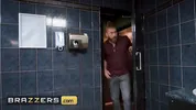 BRAZZERS - Yasmina Khan’s Bold Bathroom Move Leads To A Wild Public Threesome With Two Hard Cocks