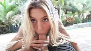 18 Year Old SLUT Gets Creampied at Her Parents Pool!