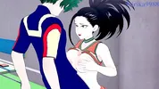 Momo Yaoyorozu and Izuku Midoriya have intense sex on the rooftop. - My Hero Academia Hentai