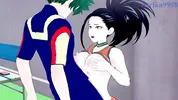 Momo Yaoyorozu and Izuku Midoriya have intense sex on the rooftop. - My Hero Academia Hentai