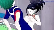Momo Yaoyorozu and Izuku Midoriya have intense sex on the rooftop. - My Hero Academia Hentai