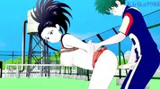 Momo Yaoyorozu and Izuku Midoriya have intense sex on the rooftop. - My Hero Academia Hentai