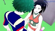 Momo Yaoyorozu and Izuku Midoriya have intense sex on the rooftop. - My Hero Academia Hentai