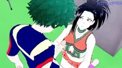 Momo Yaoyorozu and Izuku Midoriya have intense sex on the rooftop. - My Hero Academia Hentai