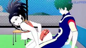 Momo Yaoyorozu and Izuku Midoriya have intense sex on the rooftop. - My Hero Academia Hentai