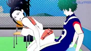 Momo Yaoyorozu and Izuku Midoriya have intense sex on the rooftop. - My Hero Academia Hentai