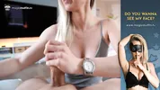 Holy cow! Mind-blowing Fleshlight edging handjob from a blonde bombshell with stunning tits