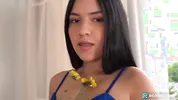 Tiny Mia fucks her pussy with a big toy