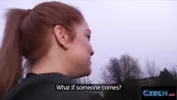 CZECH XXX - Gullible Ginger Redhead Fucked over my Car