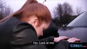 CZECH XXX - Gullible Ginger Redhead Fucked over my Car