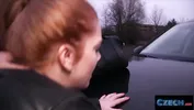 CZECH XXX - Gullible Ginger Redhead Fucked over my Car
