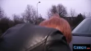 CZECH XXX - Gullible Ginger Redhead Fucked over my Car