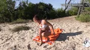 Lovely 18 year tanned girl nake at beach