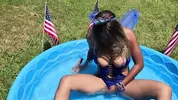 Playing with my pussy outside in my backyard on the 4th of July
