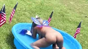 Playing with my pussy outside in my backyard on the 4th of July