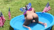 Playing with my pussy outside in my backyard on the 4th of July