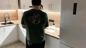 Fucked my stepsister's tight hole on the table while she was making pies