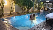 we put the bed near to pool to fuck hole day with babe