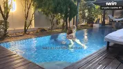 we put the bed near to pool to fuck hole day with babe