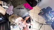Sucking off my friend's pussy juice off her boyfriend's cock