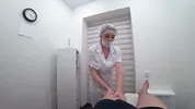 Blowjob from a real nurse in a massage room