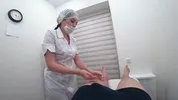 Blowjob from a real nurse in a massage room