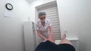 Blowjob from a real nurse in a massage room