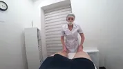 Blowjob from a real nurse in a massage room
