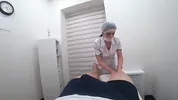 Blowjob from a real nurse in a massage room
