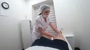 Blowjob from a real nurse in a massage room