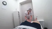Blowjob from a real nurse in a massage room