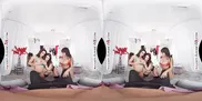 A mischievous dressing room rendezvous with you, Gia Milana, Ivy LeBelle, and Luna Star