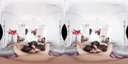 A mischievous dressing room rendezvous with you, Gia Milana, Ivy LeBelle, and Luna Star