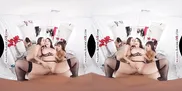 A mischievous dressing room rendezvous with you, Gia Milana, Ivy LeBelle, and Luna Star