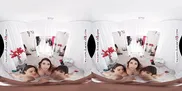 A mischievous dressing room rendezvous with you, Gia Milana, Ivy LeBelle, and Luna Star
